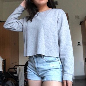 Hanes Grey Crop Crewneck